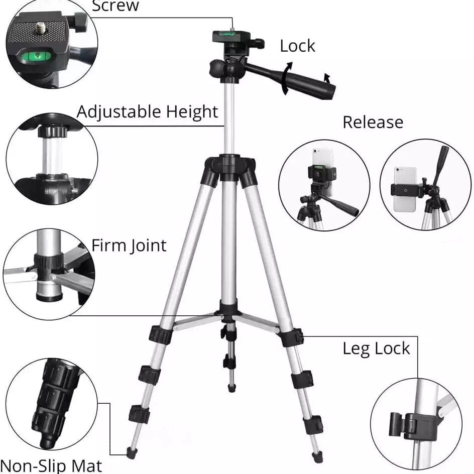 Portable Tripod with Phone Holder, Lightweight Adjustable Tripod Portable Tripod with Phone Holder, Lightweight Adjustable Tripod